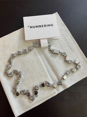 Numbering white heart stone necklace